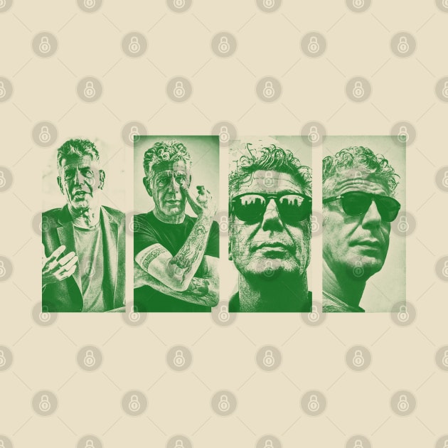 Anthony Bourdain// green solid style by Loreatees