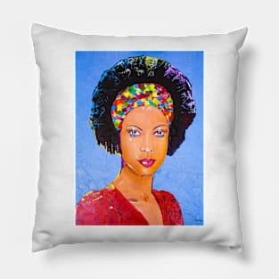 Girl in the neon lights Pillow