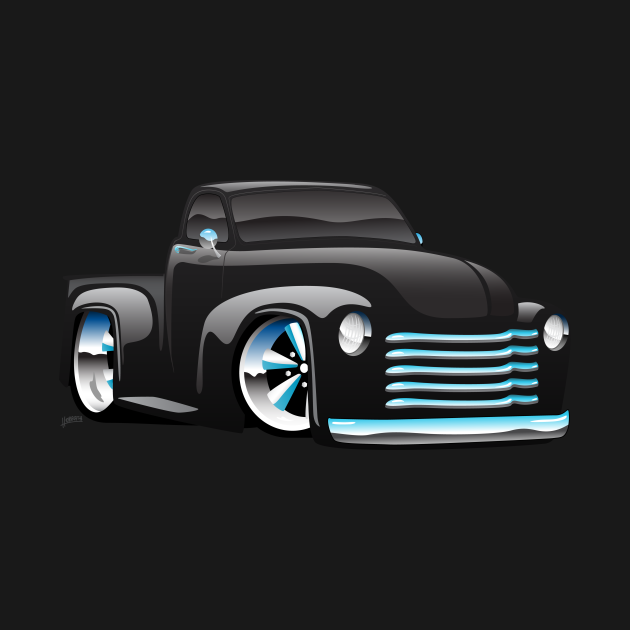 Classic Street Rod Pickup Truck Cartoon - Pick Up Truck - T-Shirt