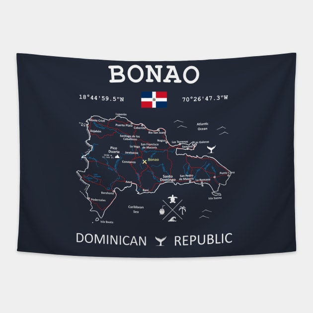Bonao Dominican Republic Map Tapestry by French Salsa