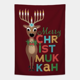 Merry Christmukkah Reindeer Tapestry