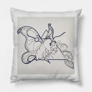 Luna Moth on Triangle with Flowers Pillow