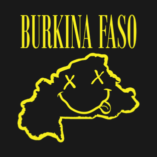 Vibrant Burkina Faso Africa x Eyes Happy Face: Unleash Your 90s Grunge Spirit! Smiling Squiggly Mouth Dazed Smiley Face T-Shirt