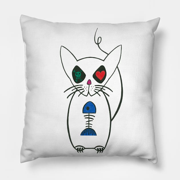 crazy kitty Pillow by SeymourArt