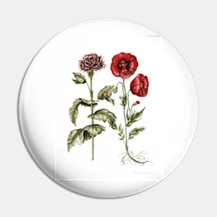 Carnation and Poppies Pin