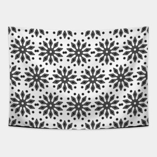 Black and white seamless flower pattern Tapestry