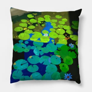 Water Lilies Nature Painting Pillow