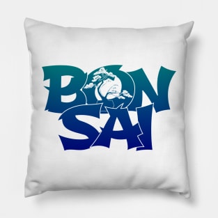 Lettering 'BONSAI' with bonsai tree Pillow