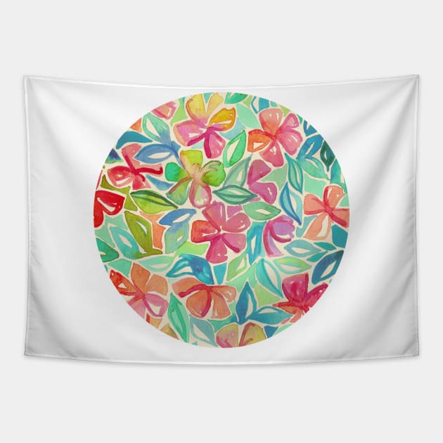 Tropical Floral Watercolor Painting Tapestry by micklyn