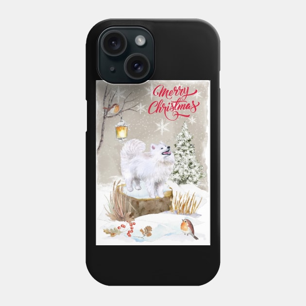 Samoyed Merry Christmas Santa Dog Holiday Greeting Phone Case by Puppy Eyes