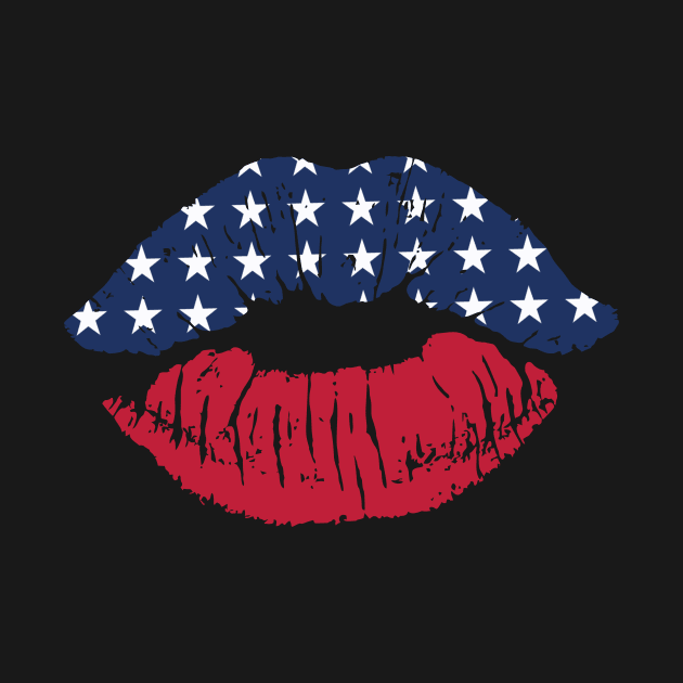 Red White Blue Lips Independence Day Patriotic Family by BeyondThat