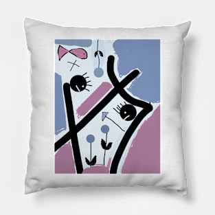 Kids and Color Stick Figure Pillow