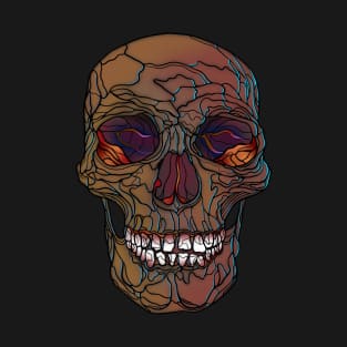 Colorful tan brown skull with dark red interior T-Shirt