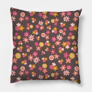 Pink Yellow Purple Flowers Pillow