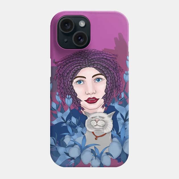 Boy with braids and a cute cat. Phone Case by KateQR