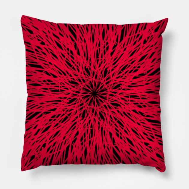 Red dahlia abstract floral design Pillow by Pragonette