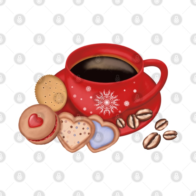 Christmas Coffee Mug And Cookies. by Kisby