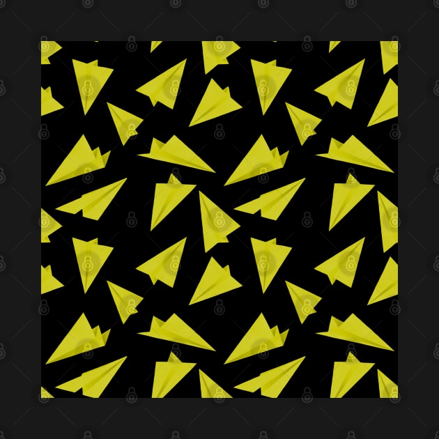 Paper Planes Pattern Yellow Black by DrawingEggen