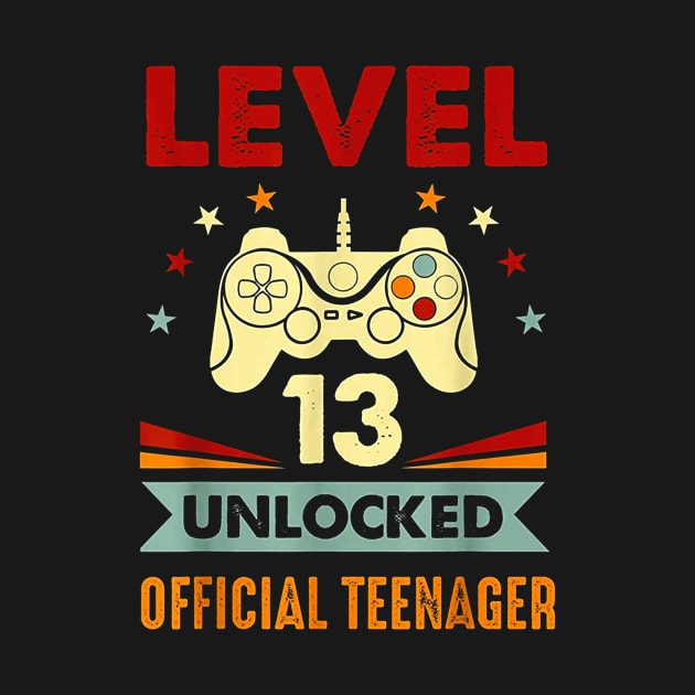 Official Teenager 13th Birthday T-Shirt Level 13 Unlocked by wilson