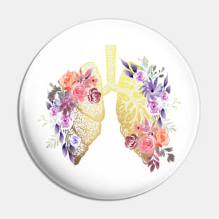 Floral Lungs Anatomy Pin