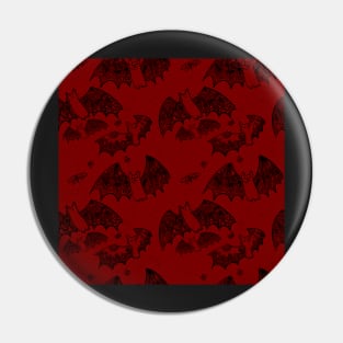 Red and Black Lace Bats Pin