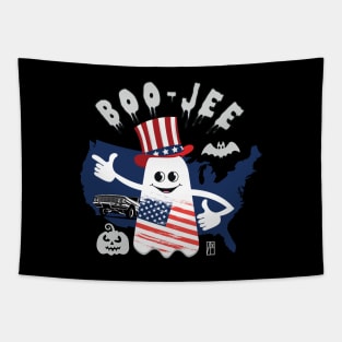 BOO JEE Ghost - GHOST with American flag - cute Halloween Tapestry