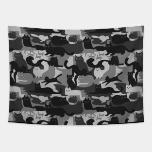 Grey Cats Camouflage Pattern | Gray Camo Cats Tapestry