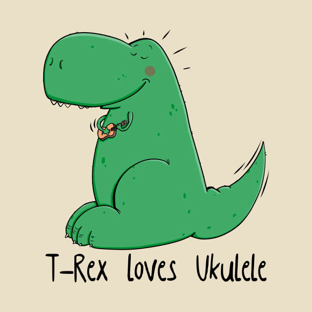 Cute T-Rex loves Ukulele by schlag.art