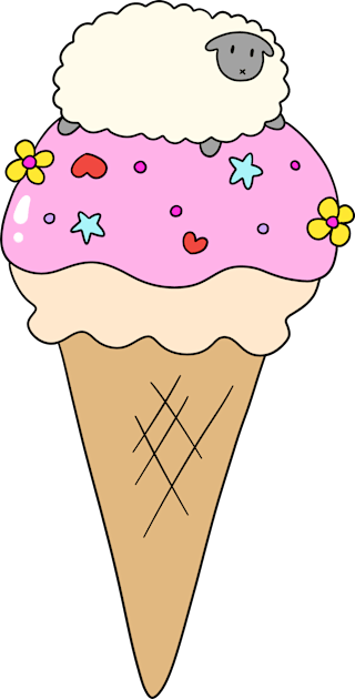 Icecream Cone Sheep Kids T-Shirt by saradaboru