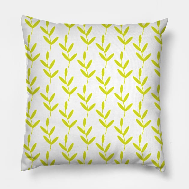 Green Leaf Pattern Pillow by Orchyd