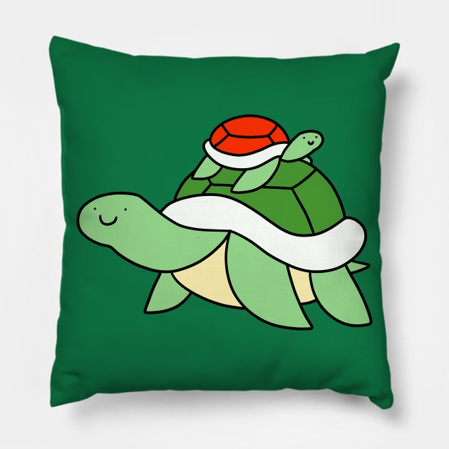 Big Turtle and Little Red Turtle Pillow by saradaboru