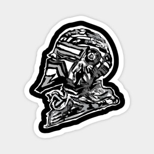 Black and white Sci fi  Robot Design Magnet