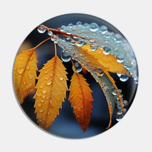 Autumn Elegance: Dewdrops on Fall Foliage Pin