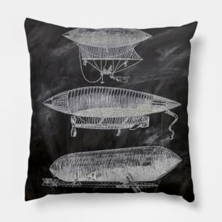 Dark Academia victorian steampunk chalkboard patent print airship Pillow