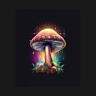 Magic Mushroom in Colorful Magical Light T-Shirt