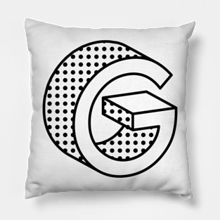 3D Ben Day Dot Isometric Letter G Pillow