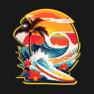 Surfing Splash Palm Trees - Summer Time Essentials T-Shirt