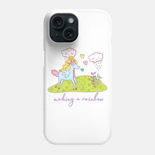 Cute Little Unicorn Making a Rainbow Phone Case