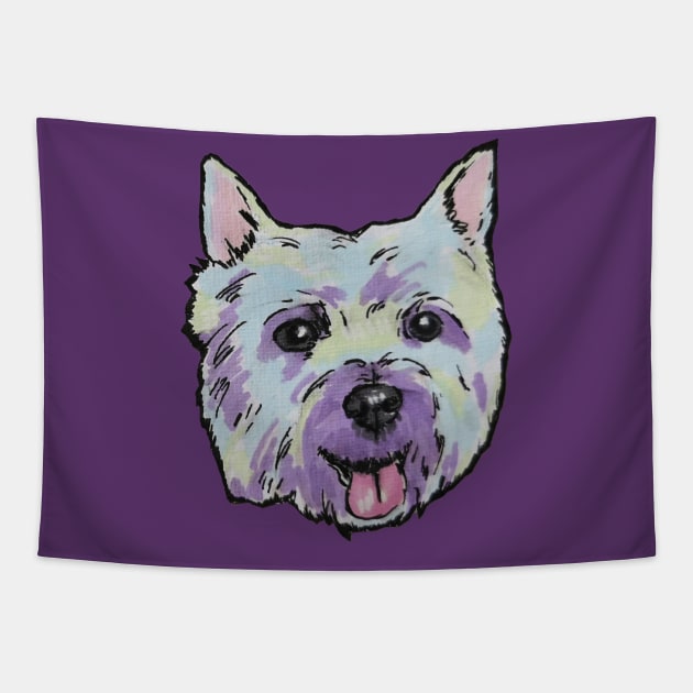 Whimsical Westie Wonder Tapestry by NiamhOConnor