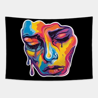 Abstract Sad Emotion Face Tapestry