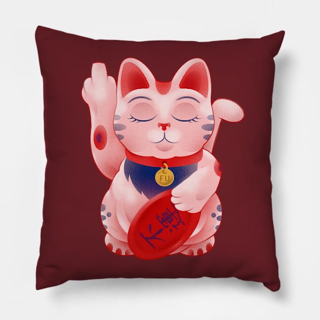 Lucky Cat Pillow by bigbadrobot