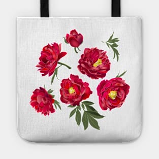 red peony on white Tote