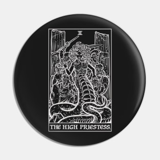 The High Priestess Tarot Card Terror Tarot Shadow Edition - Medusa (Black & White) Pin