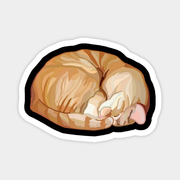 Sleeping Curled Orange Ginger Tabby Cat Magnet by Art by Deborah Camp