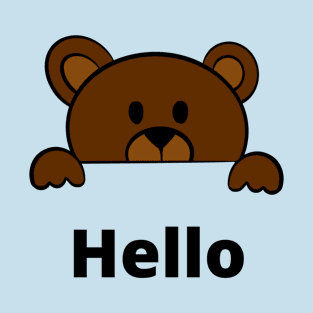 Cute hello Bear Brown T-Shirt