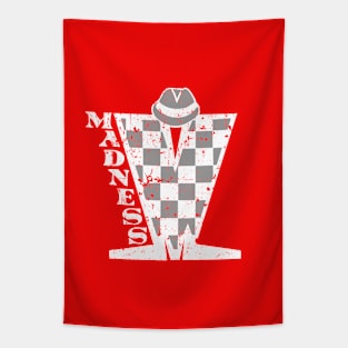 Madness Vintage Checkerboard White & Grey Tapestry