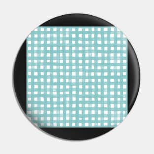 Beach day gingham tartan plaid in turquoise Pin