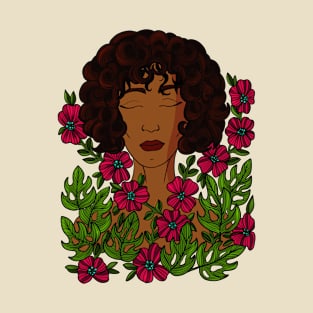 Beautiful woman and flowers T-Shirt