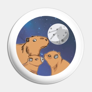 Three Capybara Moon Funny Pelican Capybara Wolf meme Pin