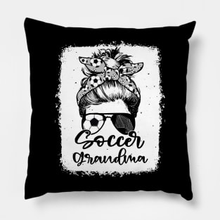 Soccer Grandma Vintage Leopard Messy Bun Bleached Pillow